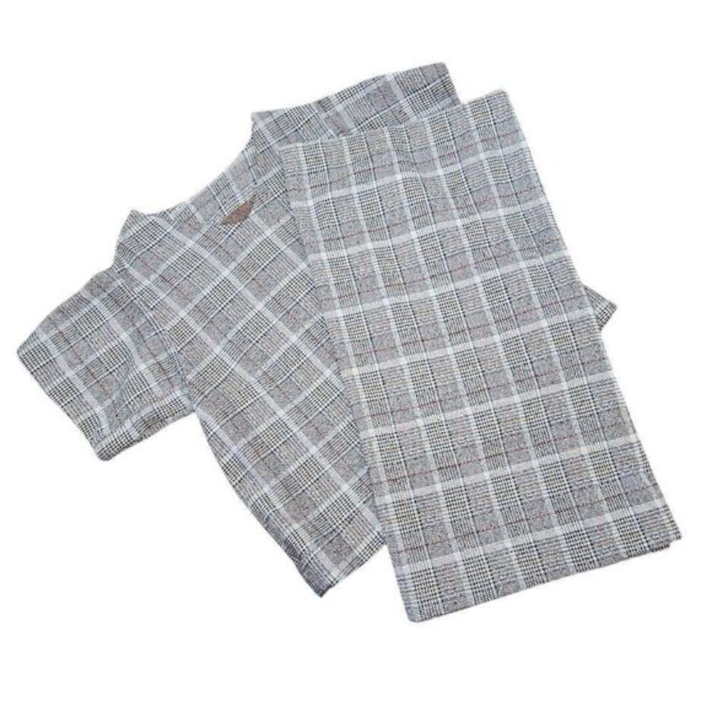 1950-60'S Short Sleeve Top & Skirt Suit Glen Plaid Pattern SEE DESCRIPTION‎